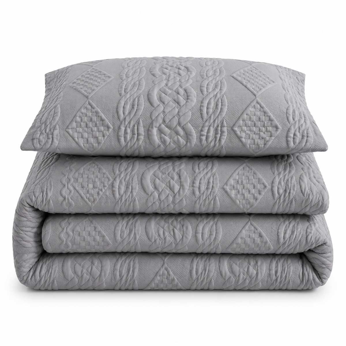 Velosso Quilted Knit Pinsonic Duvet Cover And Pillowcase Set