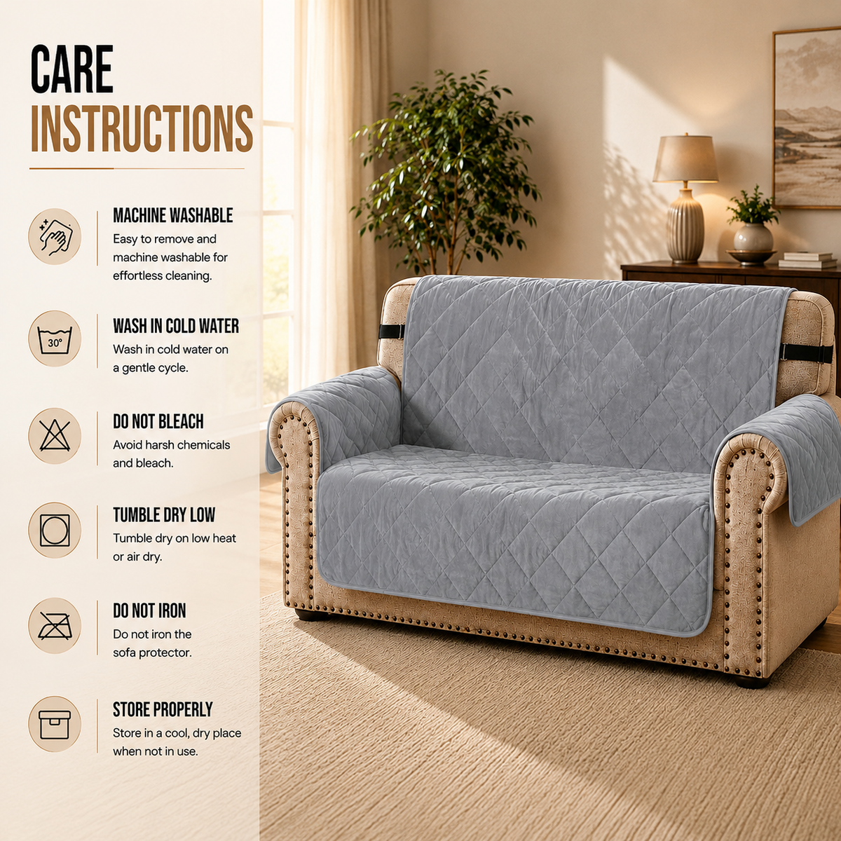 Home Republic Matt Velvet Sofa Protector