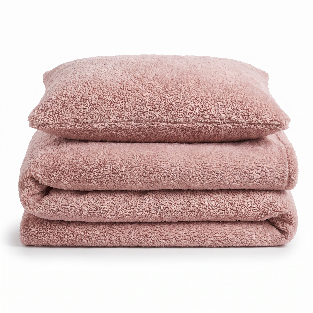 Velosso Plain Teddy Fleece Duvet Cover And Pillowcase Set