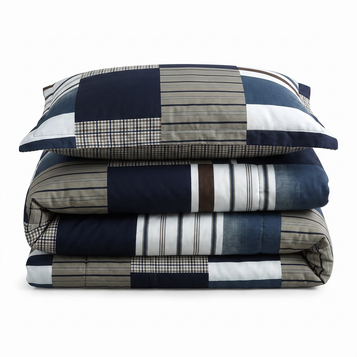 Velosso Denim Patchwork Duvet Cover & Pillowcase Set