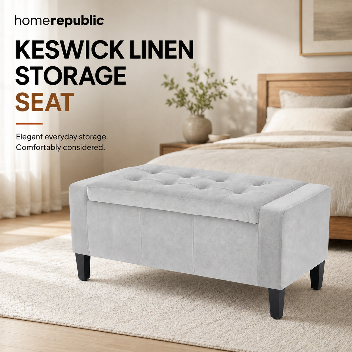 Home Republic Luna Velvet Storage Seat