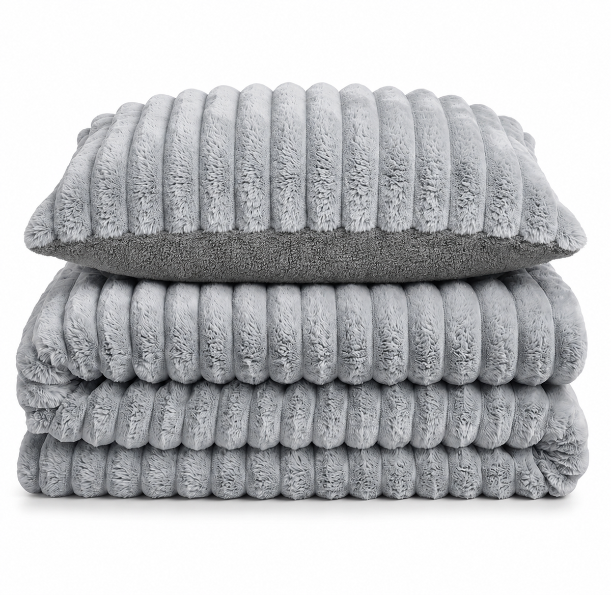 Velosso Jumbo Cord Faux Rabbit Fur Duvet Cover And Pillowcase Set