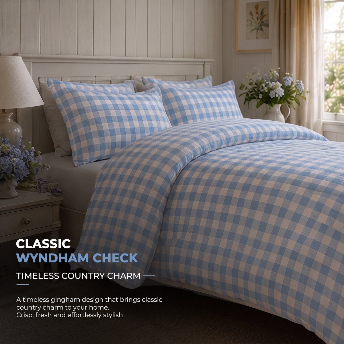 Sweet Dreams Wyndham Gingham Check Duvet Cover And Pillowcase Set