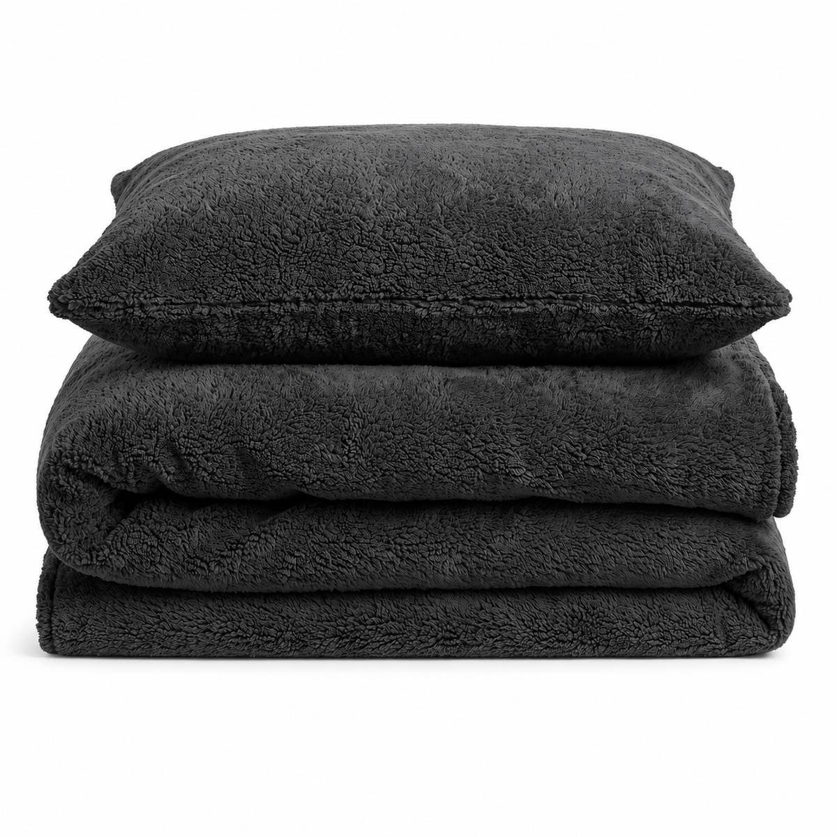 Velosso Plain Teddy Fleece Duvet Cover And Pillowcase Set