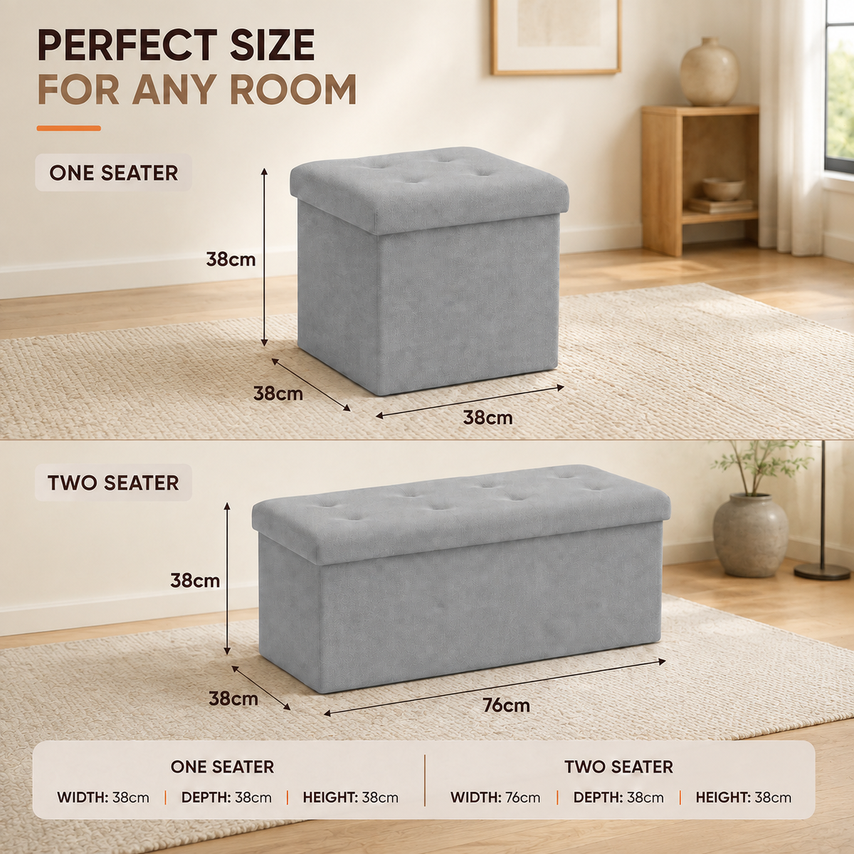Home Republic Foldable Linen Storage Ottoman