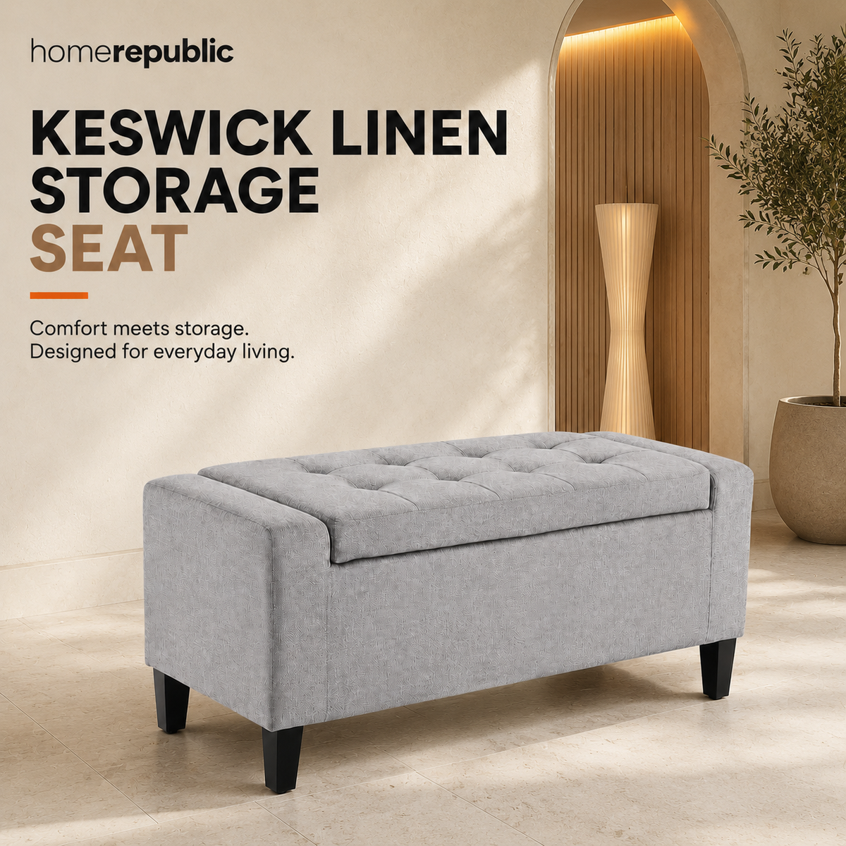 Home Republic Keswick Linen Storage Seat