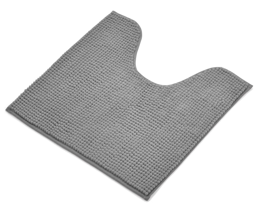 Luxury Non-Slip Soft Grey Pedestal Mat Shaggy Noodle Super Absorbent Microfiber Bathroom Mat