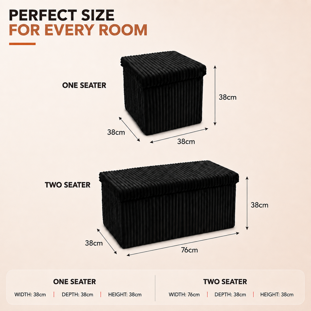 Home Republic Foldable Corduroy Storage Ottoman