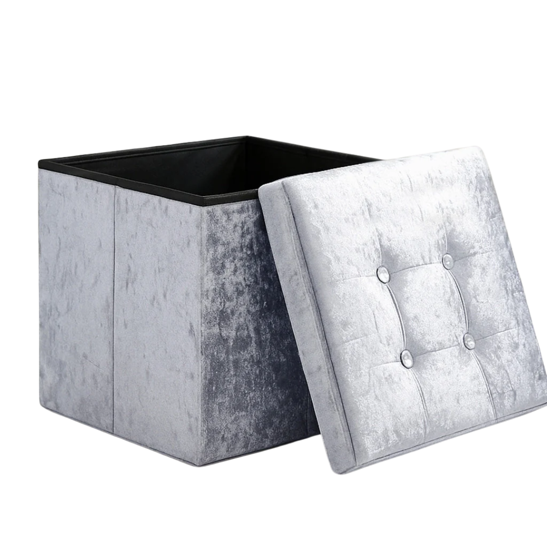 Home Republic Foldable Crushed Velvet Storage Ottoman