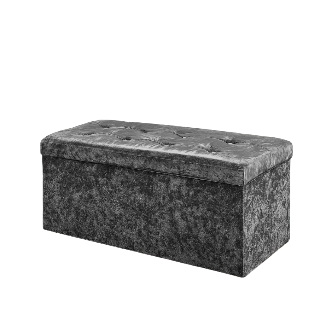 Home Republic Foldable Crushed Velvet Storage Ottoman