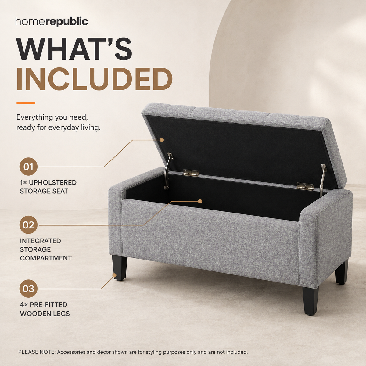 Home Republic Keswick Linen Storage Seat