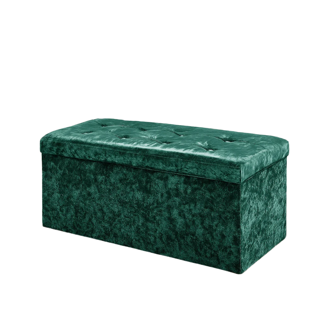 Home Republic Foldable Crushed Velvet Storage Ottoman