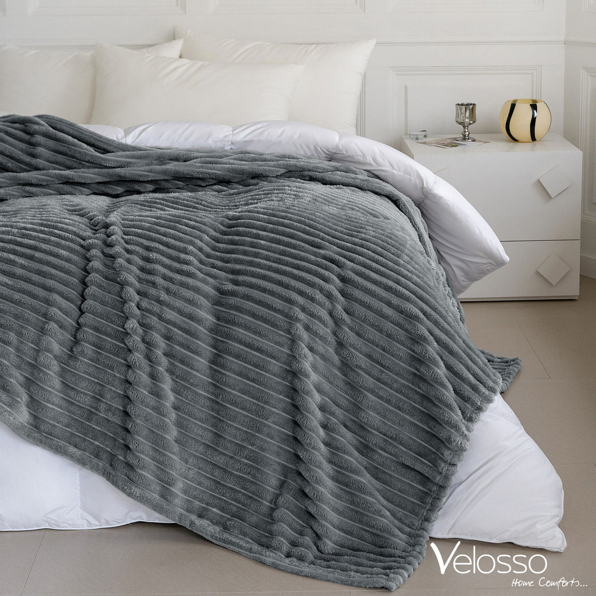 Velosso Super Soft Chunky Cord Blanket Throw