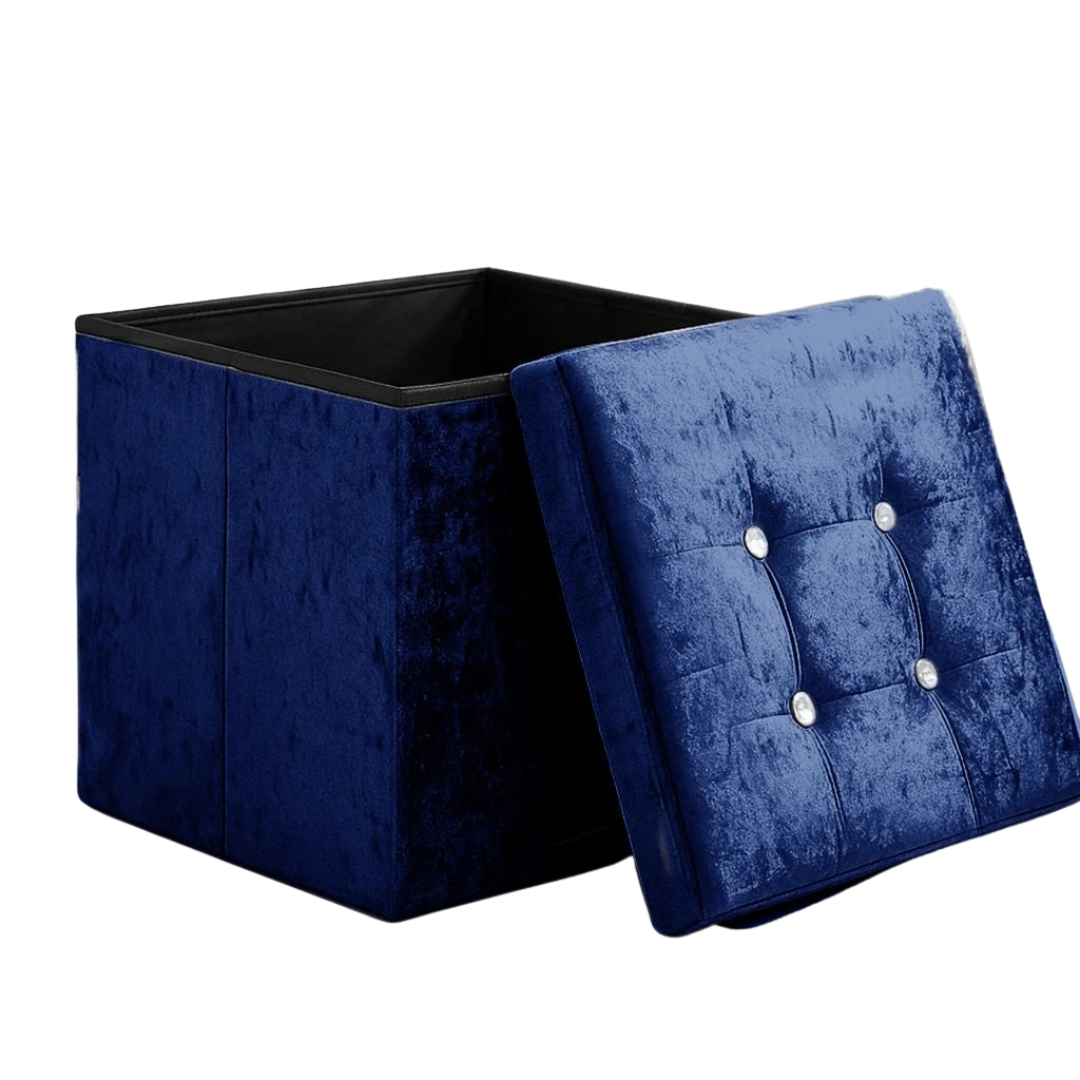 Home Republic Foldable Crushed Velvet Storage Ottoman