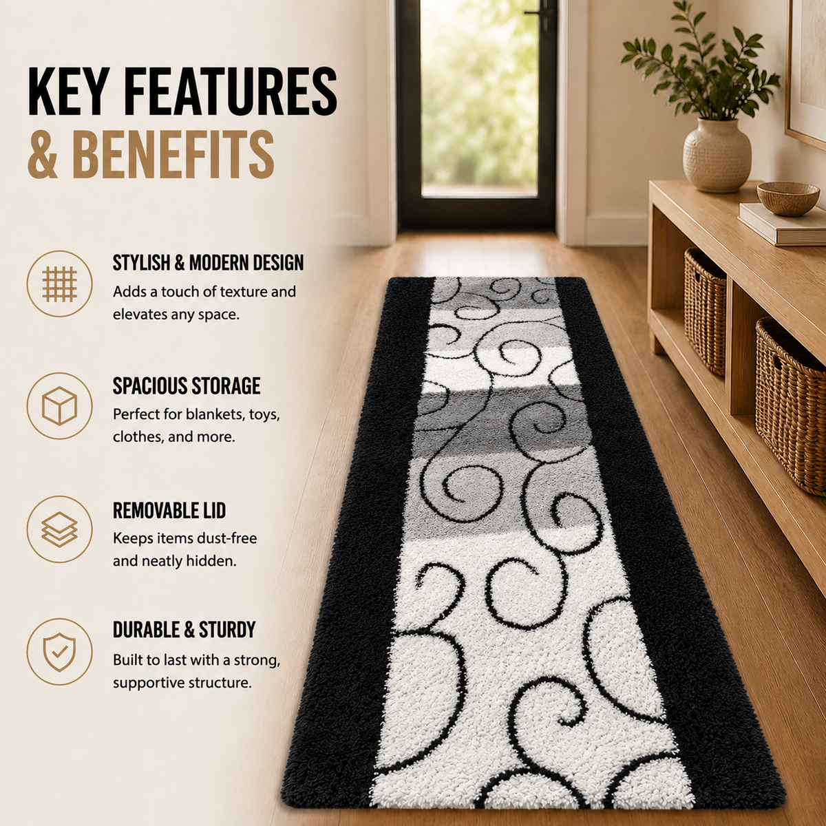 Home Republic Swirls Runner Long Pile