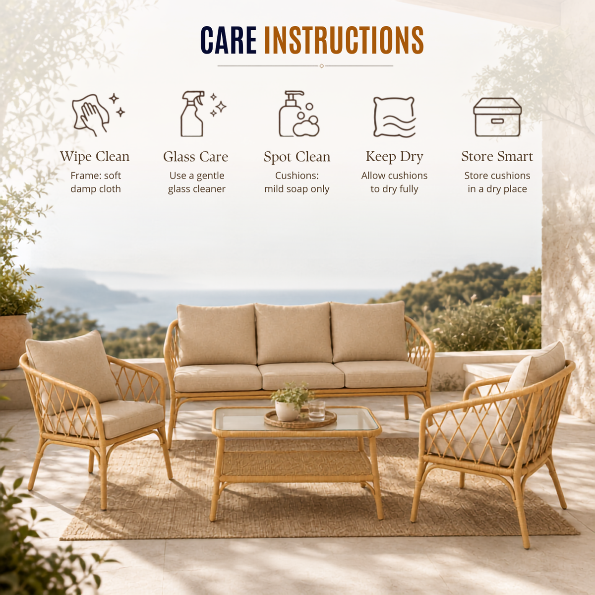 Home Republic Florence 4 Piece Garden Sofa And Table Set