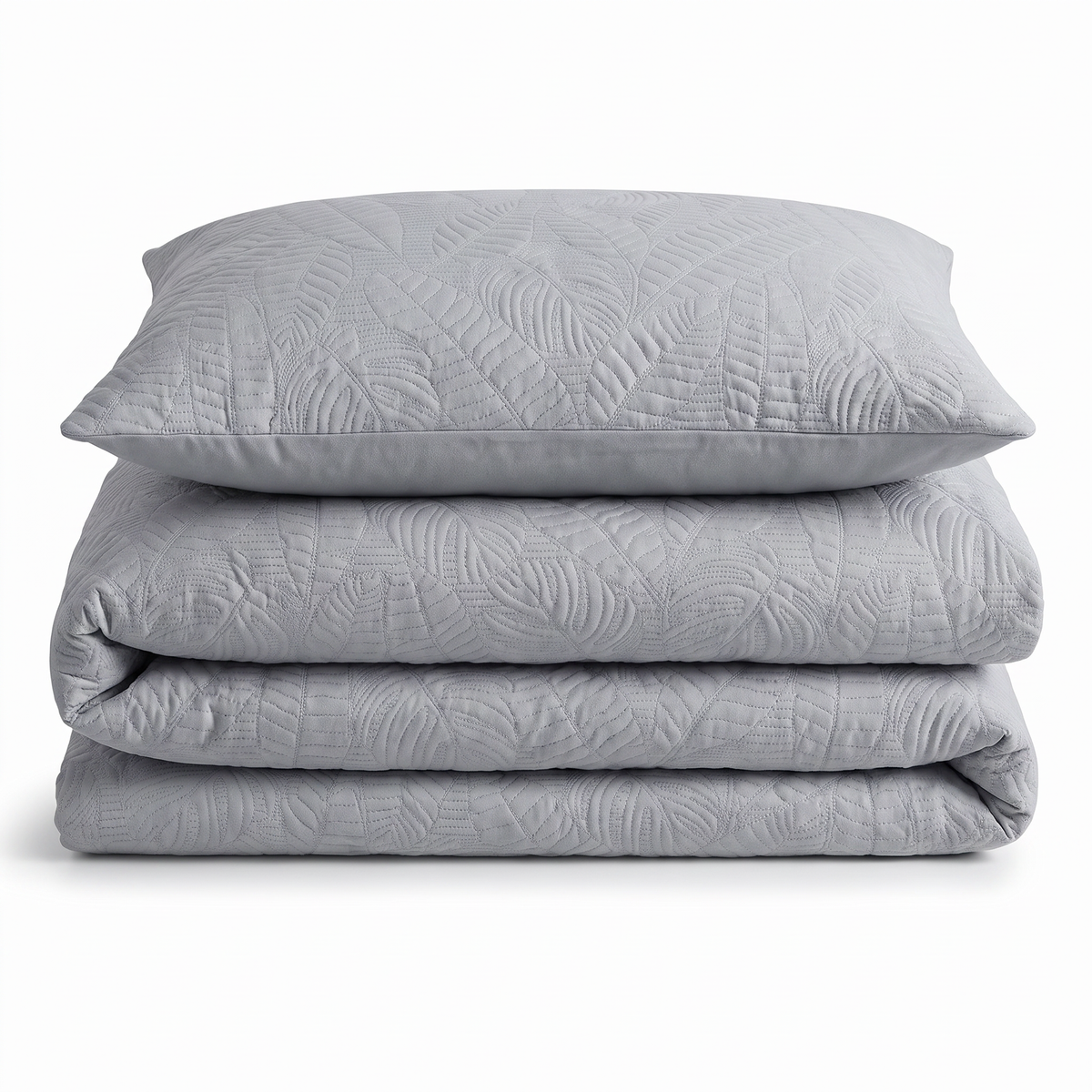 Velosso Savannah Velvet Embossed Leaf Pattern Duvet Cover And Pillowcase Set