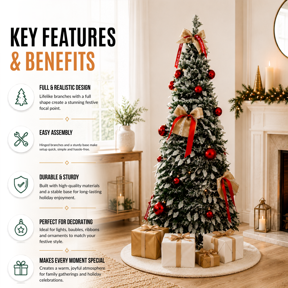 Home Republic Decorated Christmas Tree With Bows & Ribbons