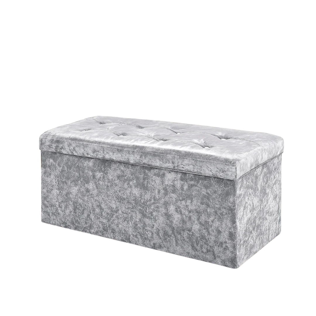 Home Republic Foldable Crushed Velvet Storage Ottoman
