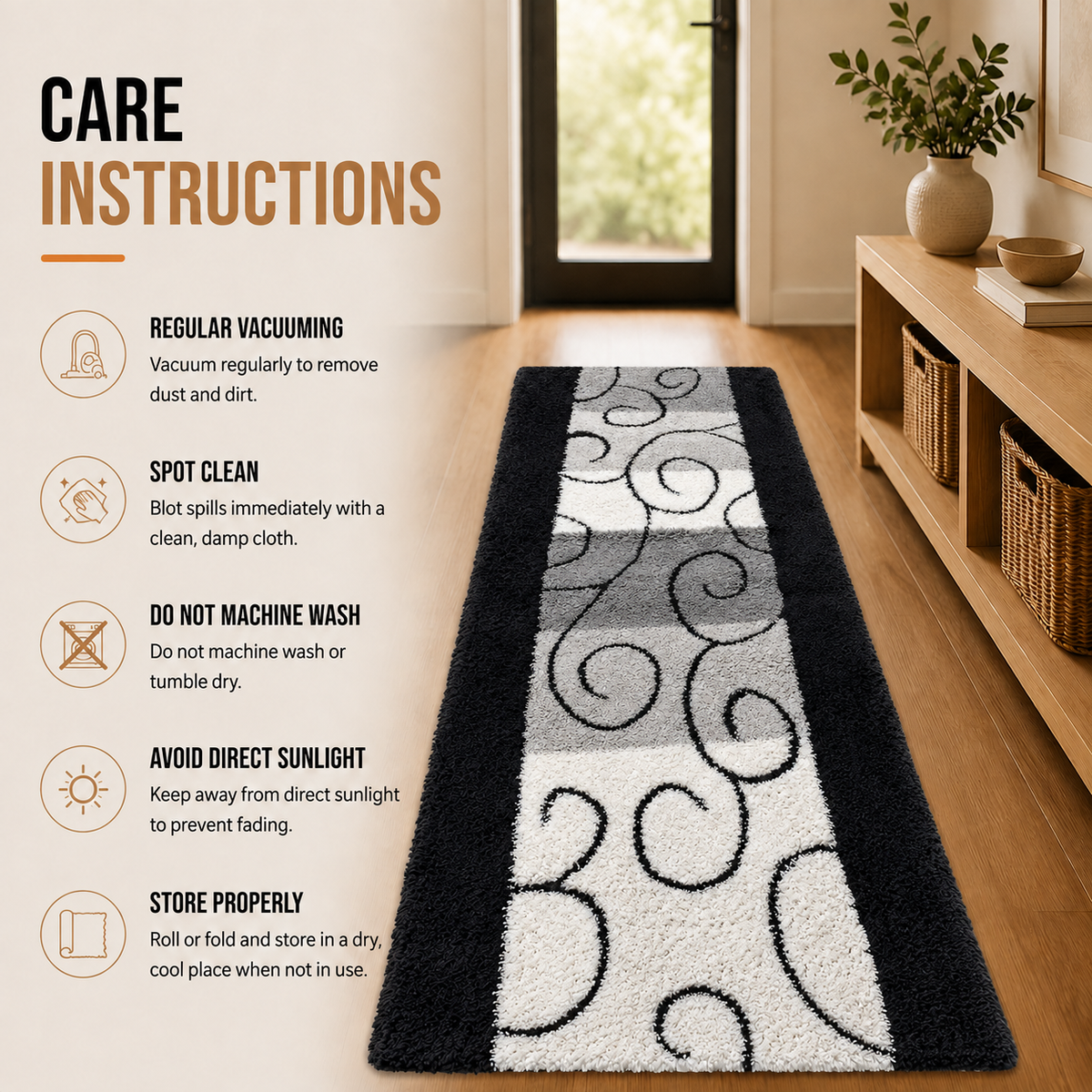Home Republic Swirls Runner Long Pile