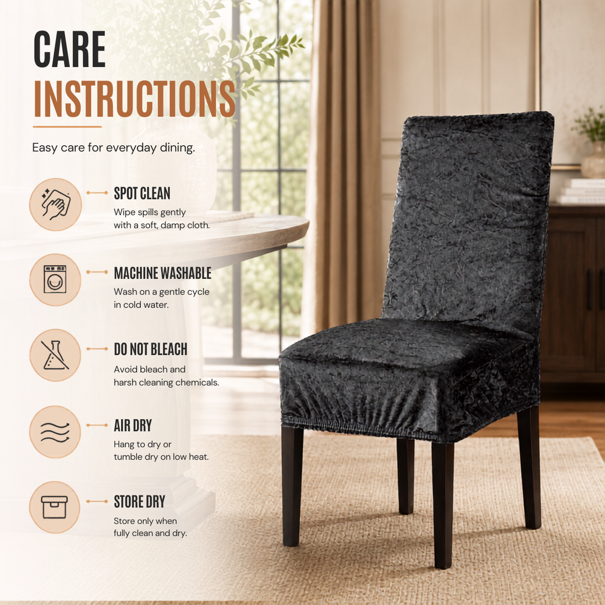 Home Republic Crushed Velvet Stretch Fitted Chair Covers
