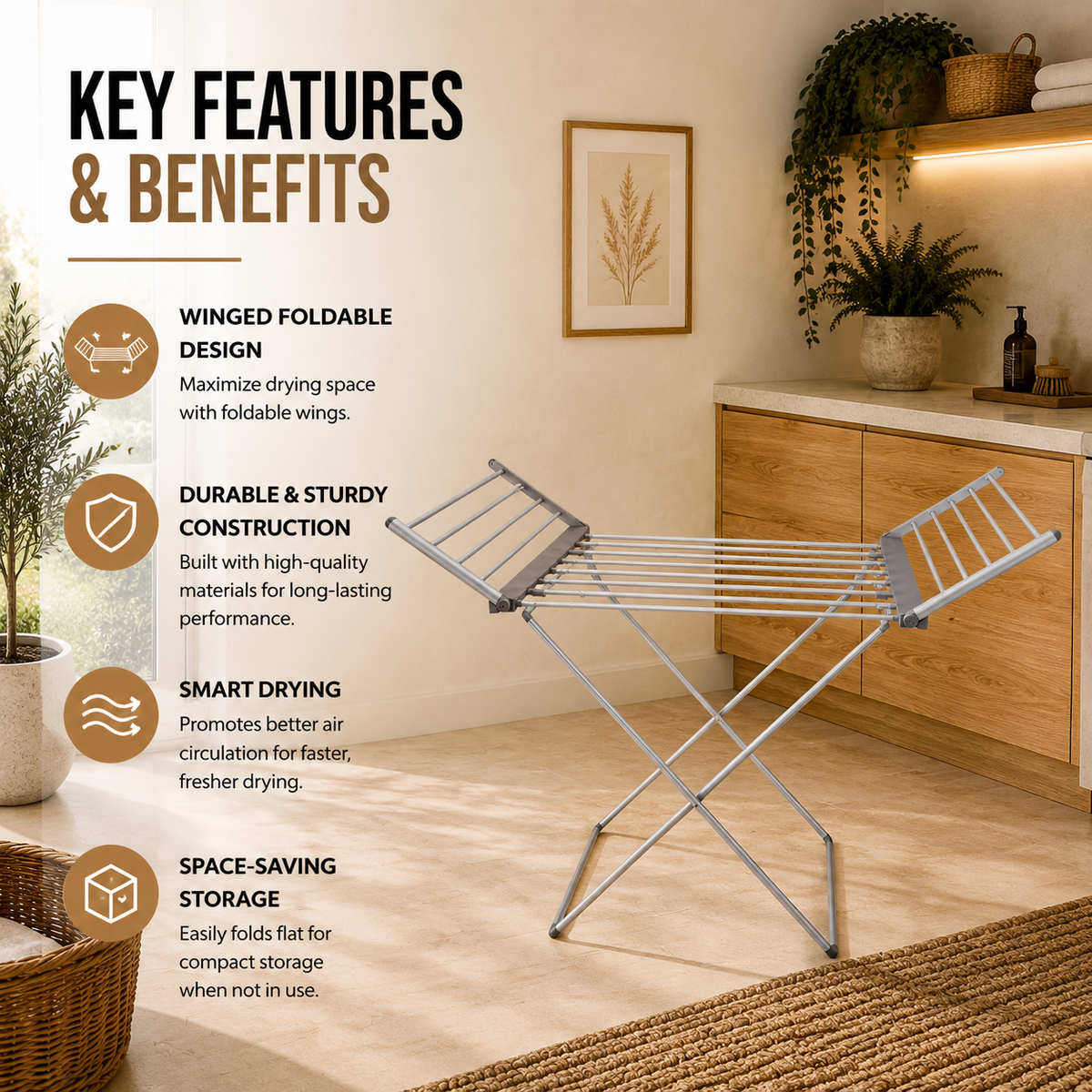 Home Republic Winged Foldable Heated Air Dryer