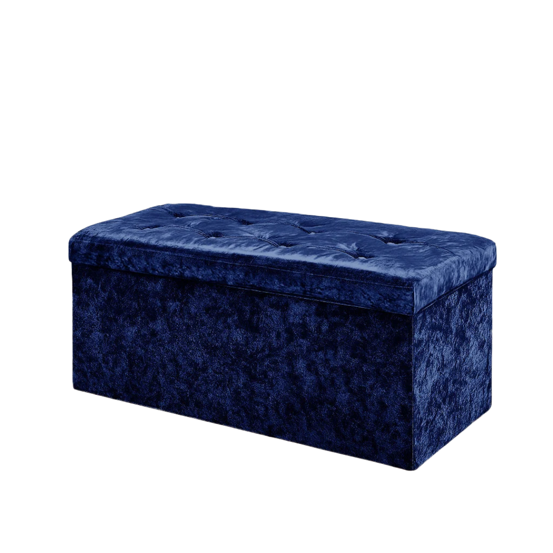 Home Republic Foldable Crushed Velvet Storage Ottoman