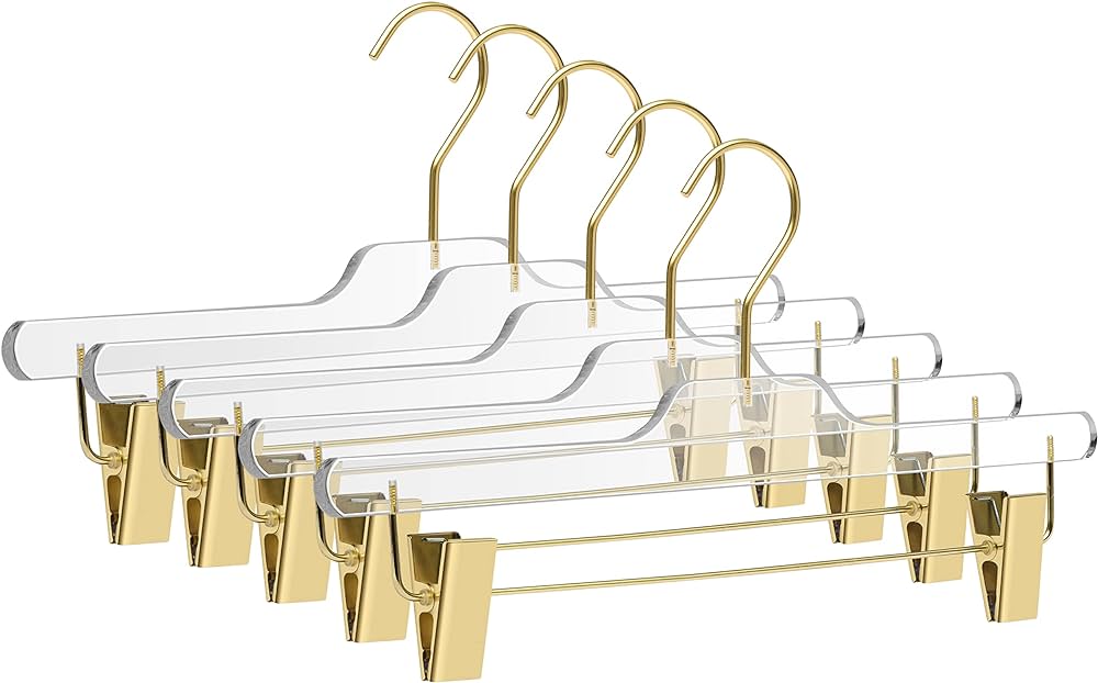 10 pack Acrylic Gold Trouser Hangers