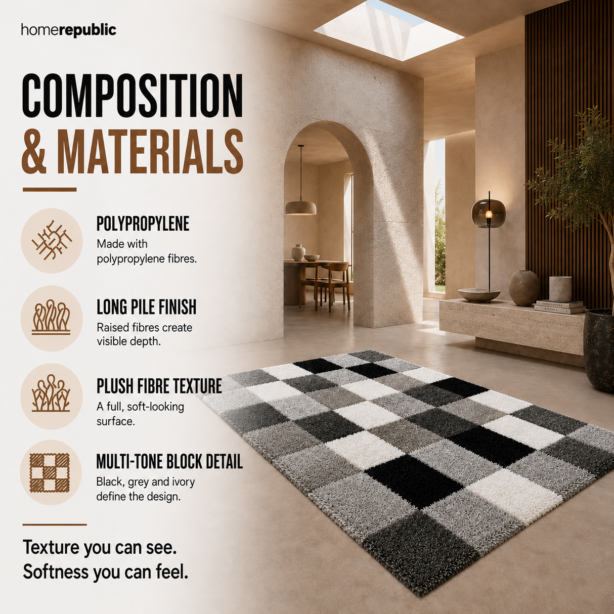 Home Republic Manhattan Blocks Rug Long Pile