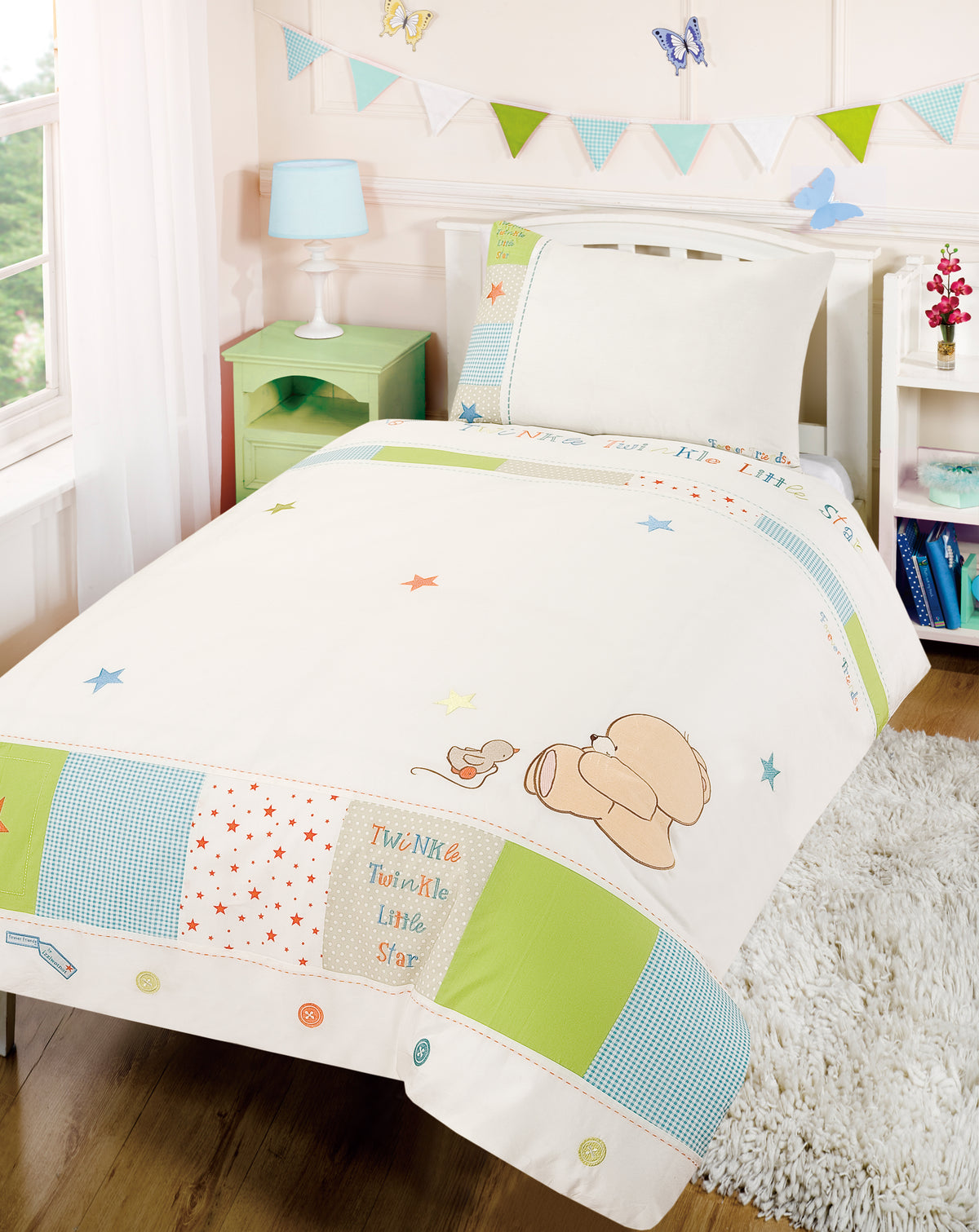 Forever Friends Little Star Cot Bed Duvet Cover And Pillowcase Set