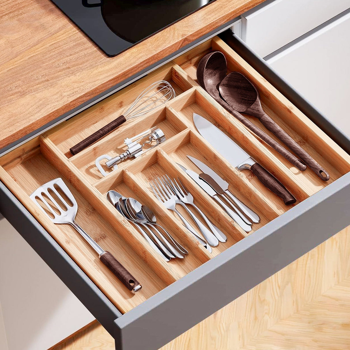 Home Republic Bamboo Kitchen Draw Organiser