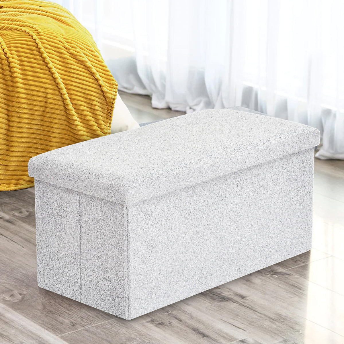 Home Republic Foldable Boucle Storage Ottoman