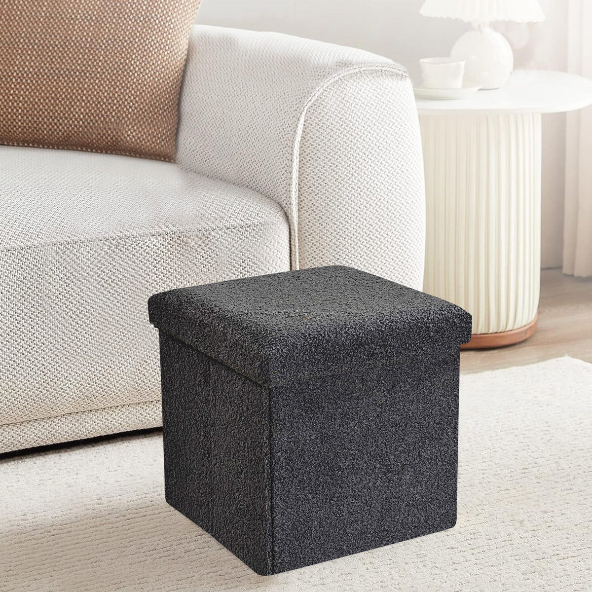 Home Republic Foldable Boucle Storage Ottoman