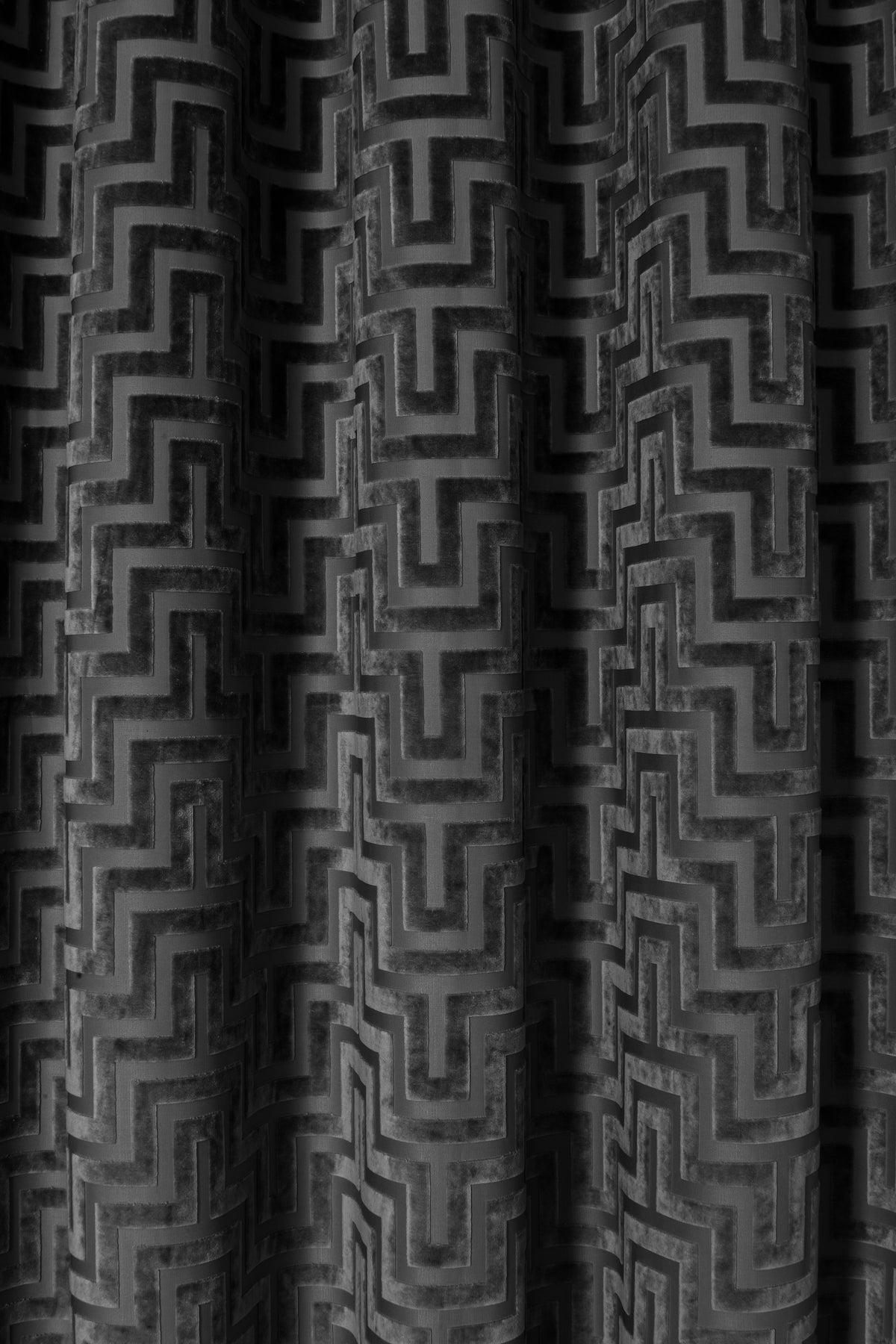 Velosso Dante Greek Key Velvet Ring Top Curtains
