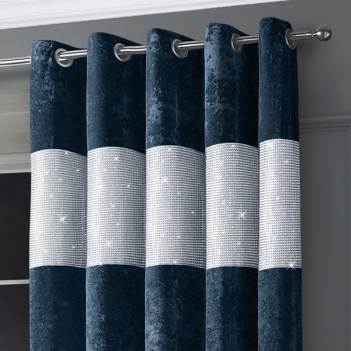 Intimates Crushed Velvet Diamante Ring Top Curtains