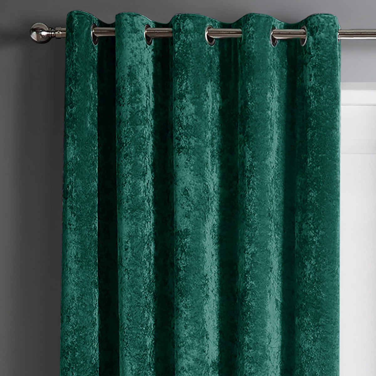 Intimates Plain Crushed Velvet Ring Top Curtains