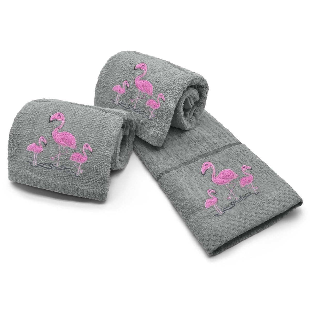 Velosso Flamingo Embroidered Cotton Tea Towel
