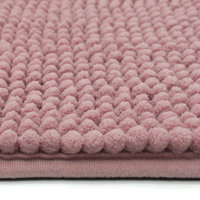 Luxury Non-Slip Soft Blush Pink Pedestal Mat Shaggy Noodle Super Absorbent Microfiber Bathroom Mat