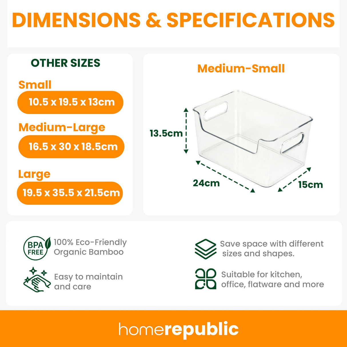 Home Republic Set of 4 Fridge Organisers