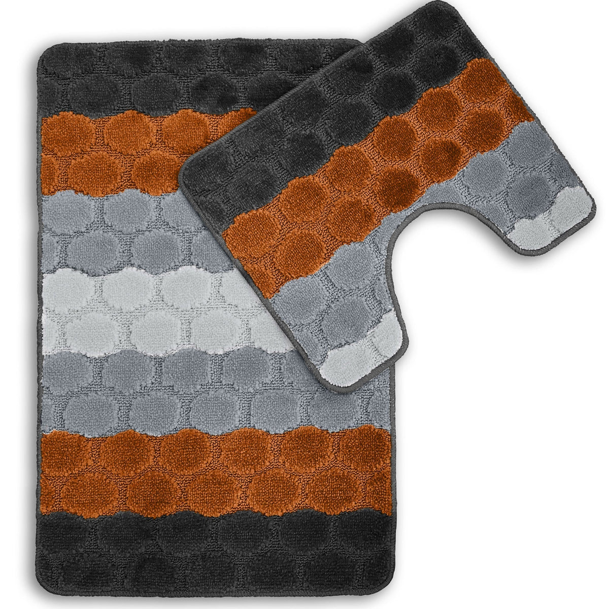 Velosso 2 Piece Hex Stripe Bath And Pedestal Mat Set