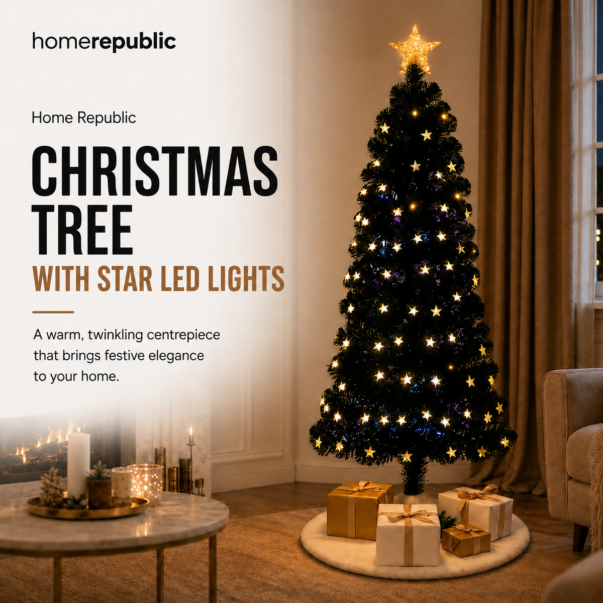 Home Republic Christmas Tree With Star Led Lights