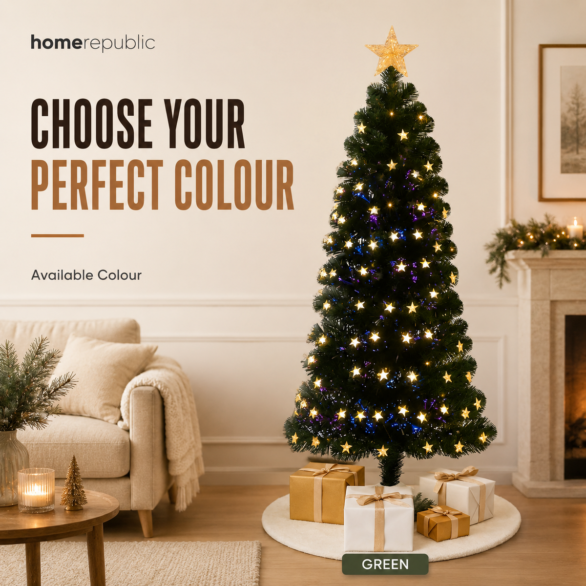 Home Republic Christmas Tree With Star Led Lights