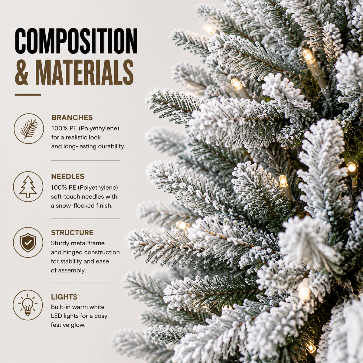 Home Republic Snow Frosted Christmas Tree With Led Lights