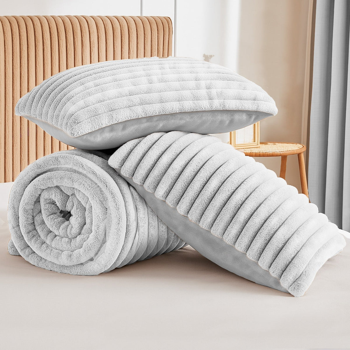 Velosso Jumbo Cord Faux Rabbit Fur Duvet Cover And Pillowcase Set