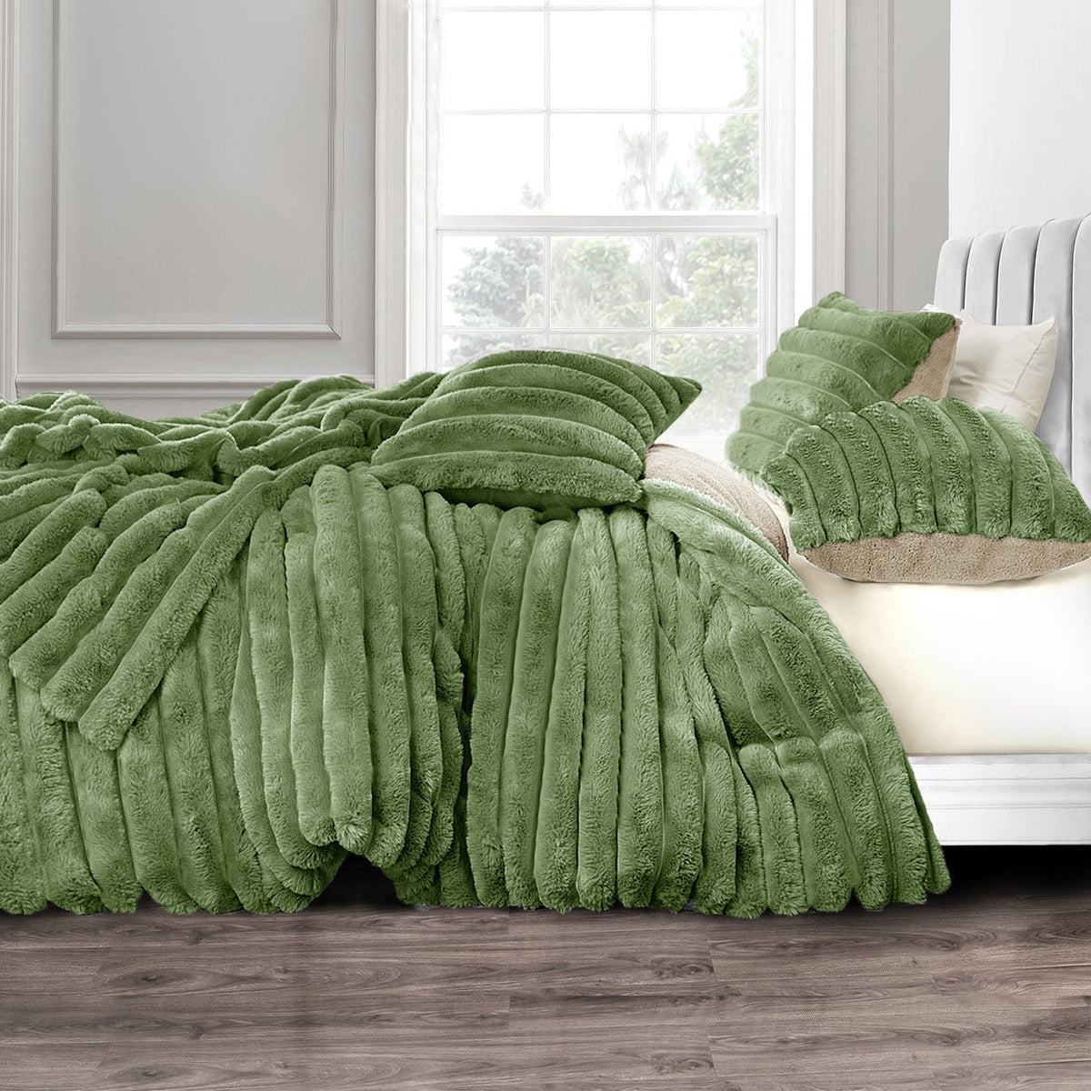Velosso Jumbo Cord Faux Rabbit Fur Duvet Cover And Pillowcase Set
