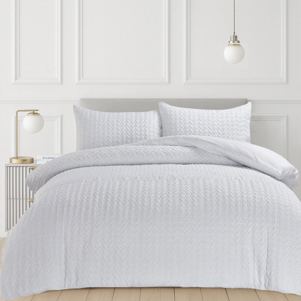Velosso Kinsley Embossed Pattern Duvet Cover And Pillowcase Set