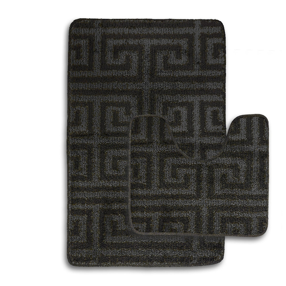 Velosso 2 Piece Luxe Greek Key Bath And Pedestal Mat Set