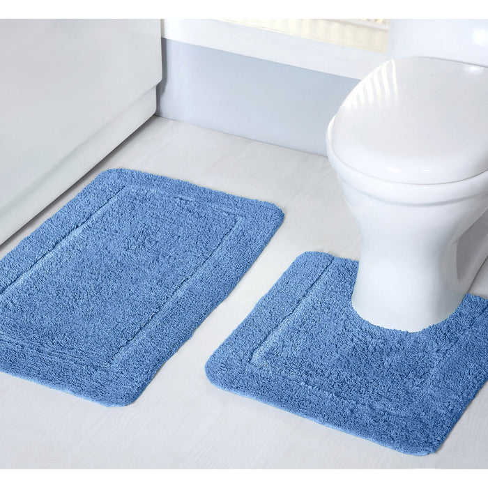 Mayfair Blue Bath Mat Anti-Slip Microfibre