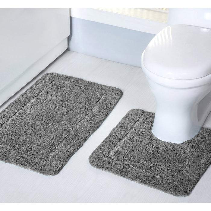Mayfair Grey Pedestal Mat Anti-Slip Microfibre