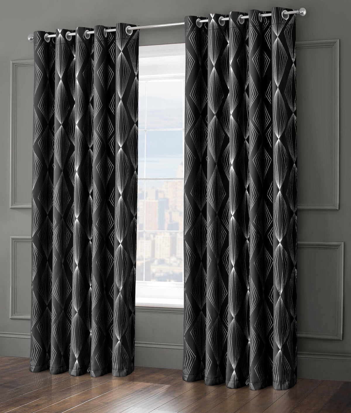 Velosso Onyx Blackout Ring Top Curtains
